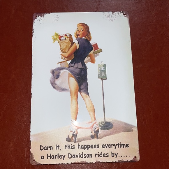 Retro Metal Tin “Darn it,This Happens Everytime a Harley Davidson Ride … - Picture 2 of 14